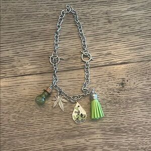 Weed Charm Bracelet with Green Accents